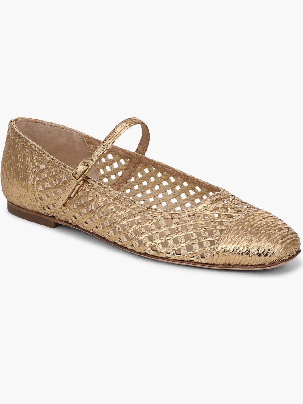 NEW Veronica Beard Ellie Raffia Mary Jane Flat in Pale Gold